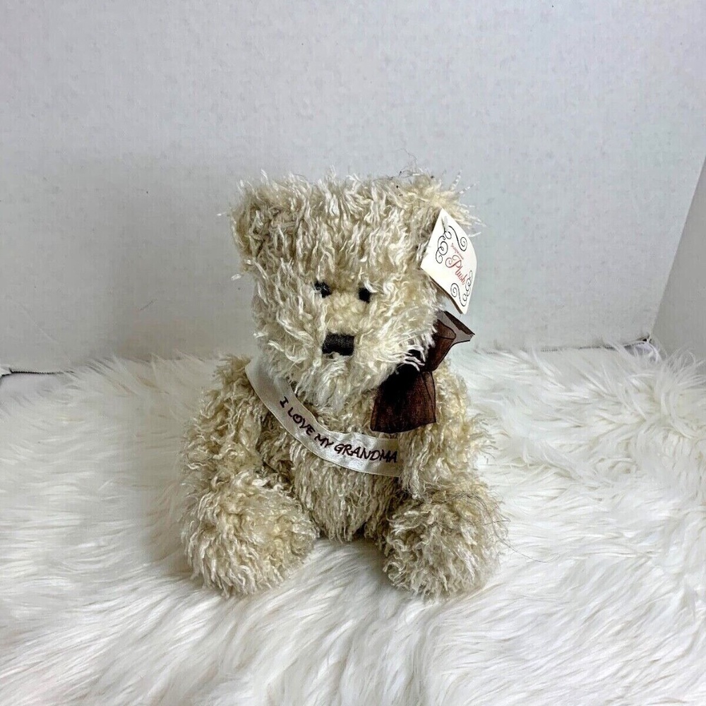 New Progressive Plush Fluffy Bear Stuffed Animal Toy I Love Grandma 9.5 in Seate